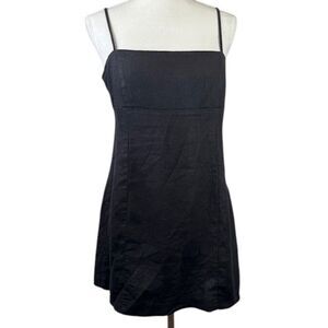 House of Harlow 1960 Linen Strappy Micro Mini Dress Black Size Medium